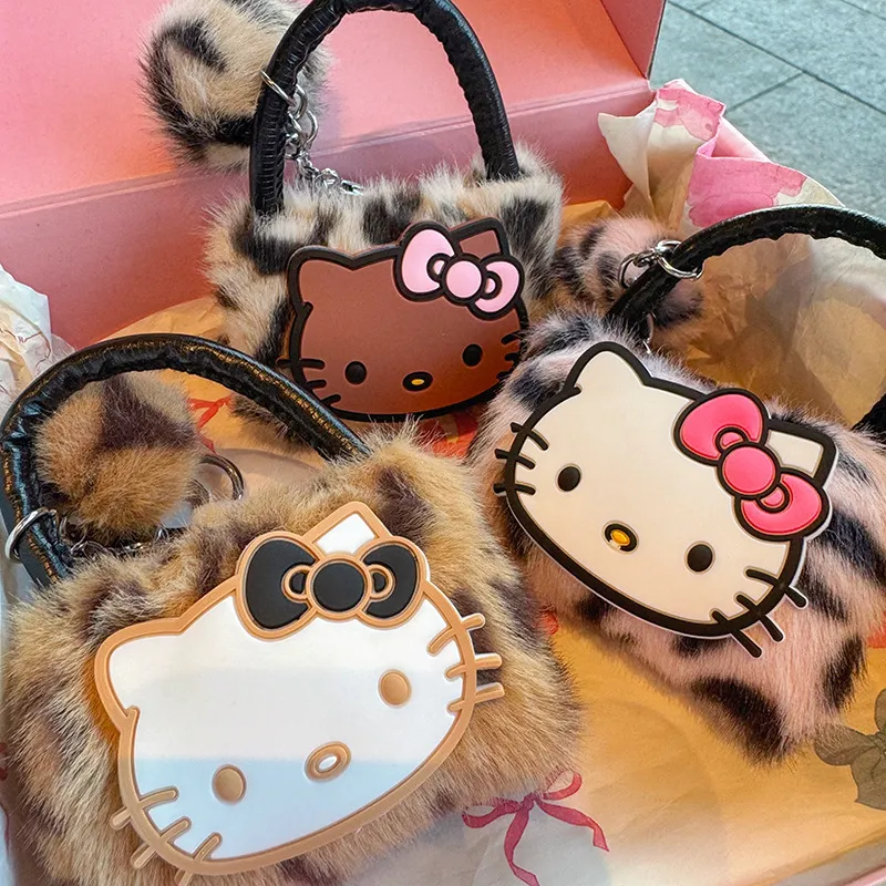 Cute Plush Cat with Pompom Keychain for Women – Mini Fluffy Car Key Ring Pendant, Instagrammable Bag Charm for Backpacks and Purses, Soft Plush Animal Key Holder